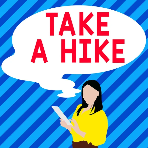 Text Zeigt Inspiration Take Hike Business Schaufenster Gehen Sie Auf — Stockfoto