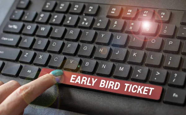 Logga Visar Early Bird Ticket Internet Koncept Köpa Biljett Innan — Stockfoto