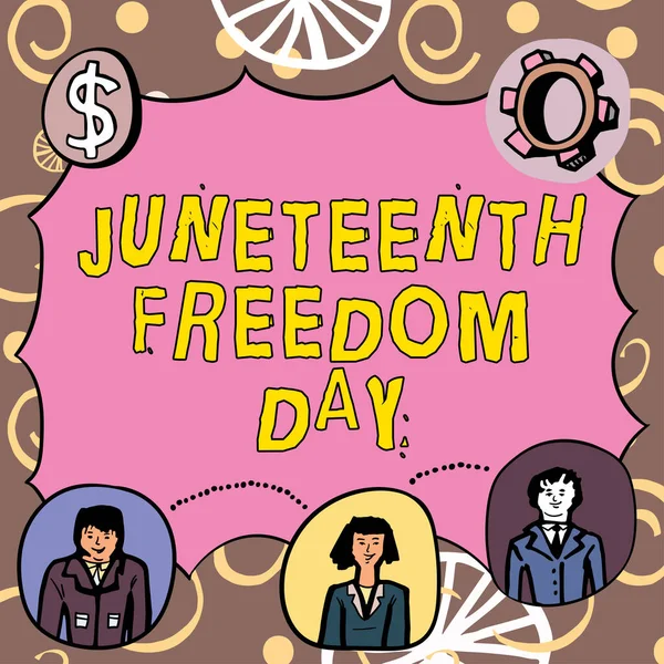 Text Sign Showing Juneteenth Freedom Day Word Written Legal Holiday — Foto Stock