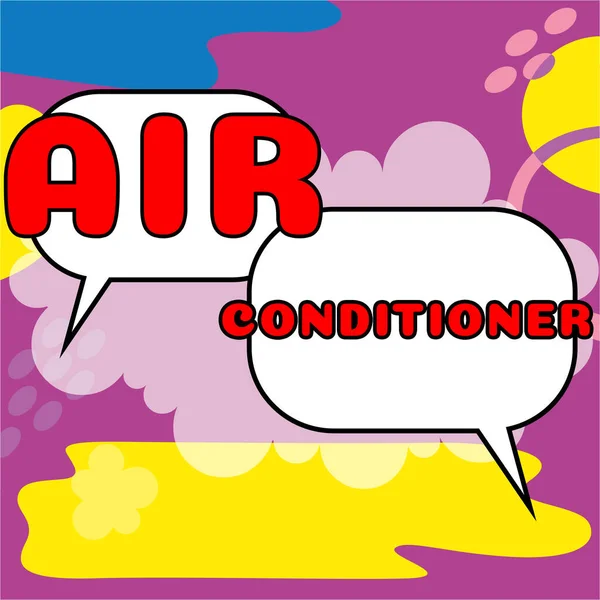 文字标牌 显示空调器 用于清洗空气和控制湿度及温度的装置的文字 — 图库照片