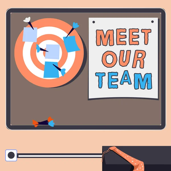Text caption presenting Meet Our Team, Concept meaning introducing another person to your team mates in the company