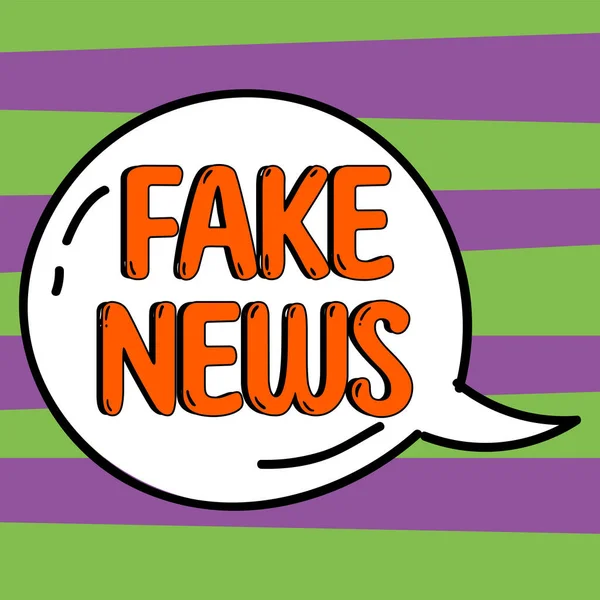 Σήμα Κειμένου Που Δείχνει Fake News Επιχειρηματική Ιδέα Δίνοντας Πληροφορίες — Φωτογραφία Αρχείου