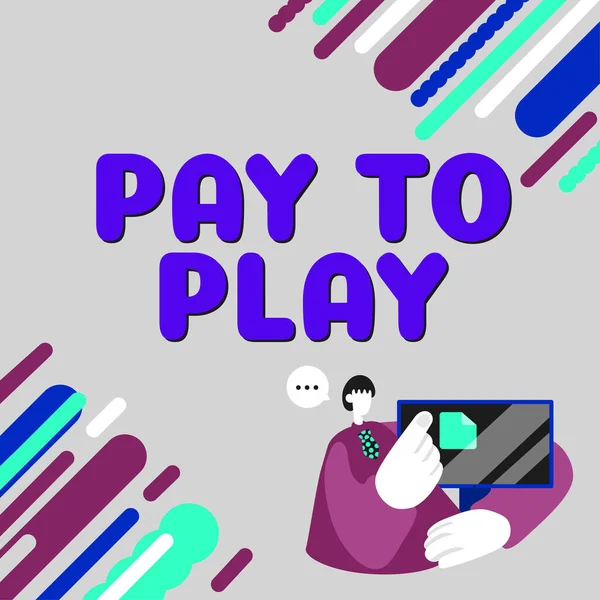 Bildunterschrift Pay Play Word Give Money Playing Game Gambling Sports — Stockfoto