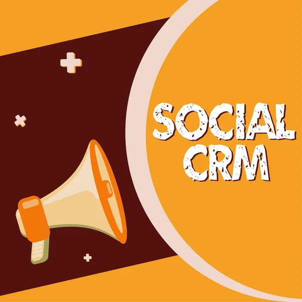 Text Showing Inspiration Social Crm Business Showcase Customer Relationship Management — Foto de Stock