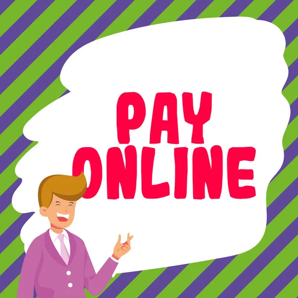 Tekstbord Waarop Pay Online Business Concept Kopen Producten Service Met — Stockfoto