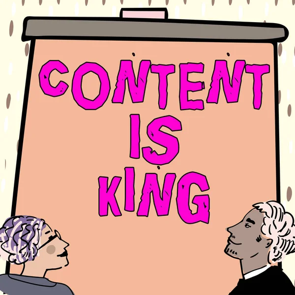 Conceptual display Content Is King, Business approach Content is the heart of todays marketing strategies