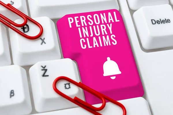Text Sign Showing Personal Injury Claims Internet Concept Being Hurt — Stock Photo, Image