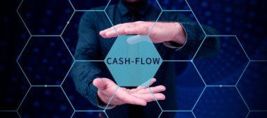 El yazısı Cash Flow, kavramsal fotoğraf gerçek para bir kredi kartı faturasına uygulanabilir ve