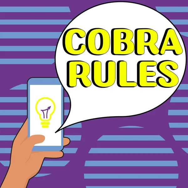 Conceptual display Cobra Rules, Business overview gives workers who lose their health benefits to get health benefits