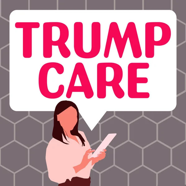 Text Rukopisu Trump Care Business Overview Odkazuje Nahrazení Zákona Dostupné — Stock fotografie