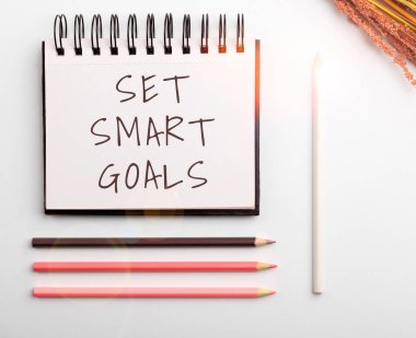 Kavramsal görüntü Akıllı Hedefler Belirle, İş Vitrini Ulaşılabilir Hedefler Belirle İyi iş planları yap