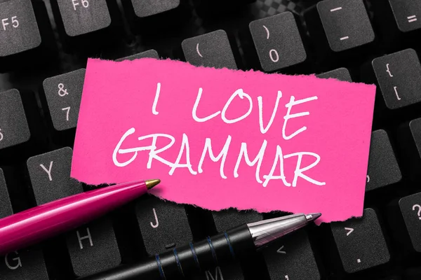 Writing Displaying Text Love Grammar Word Act Admiring System Structure — 스톡 사진