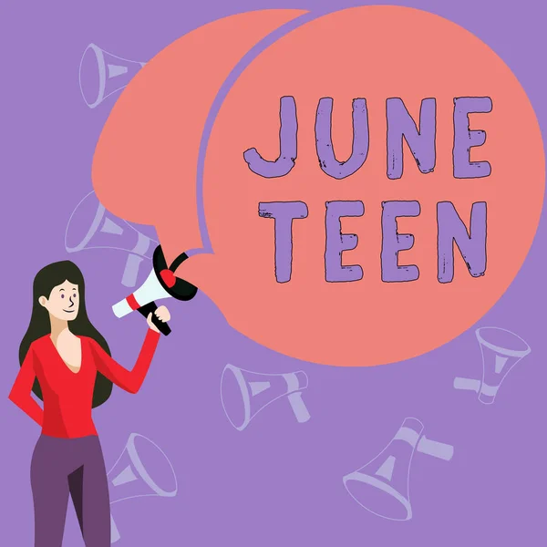 Sign Displaying June Teen Business Concept Legal Holiday United States — Foto Stock