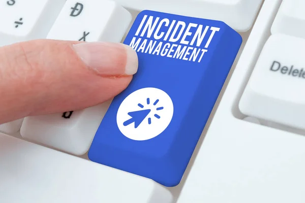 Text Caption Presenting Incident Management Business Approach Process Return Service — Fotografia de Stock