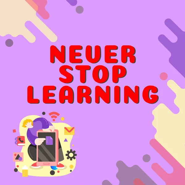 テキストの表示 Never Stop Learning Businessアプローチを継続的に改善し 境界を強化 — ストック写真