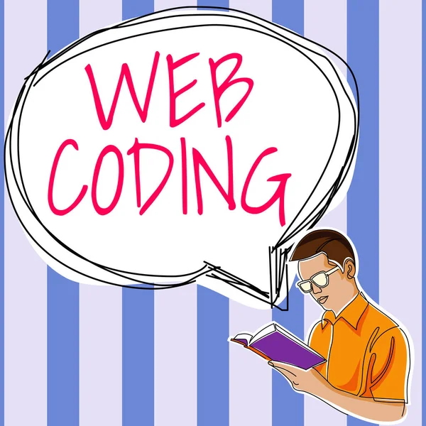 Writing displaying text Web Coding, Concept meaning work involved in developing a web site for the Internet