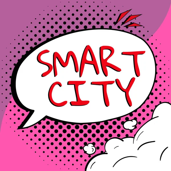 Εννοιολογική Λεζάντα Smart City Επιχειρηματική Επισκόπηση Αστικής Περιοχής Που Χρησιμοποιεί — Φωτογραφία Αρχείου