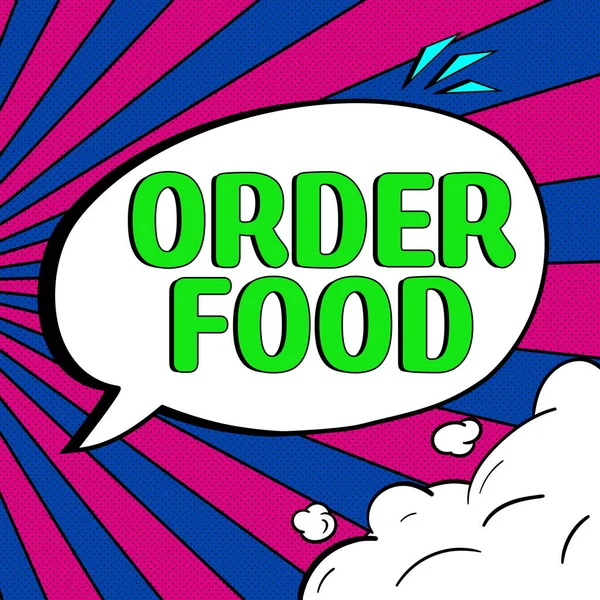 Hand Writing Sign Order Food Word Process Requesting Preferred Food — 스톡 사진