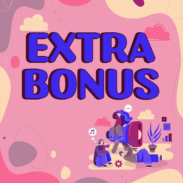 Conceptual Caption Extra Bonus Word Extra Amount Money Added Someones — 스톡 사진