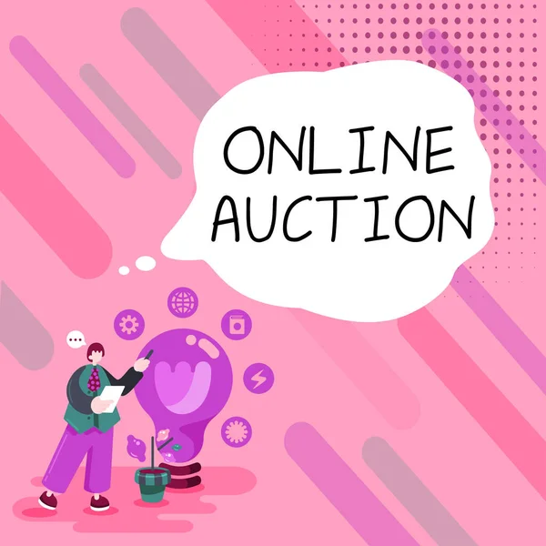 Inspiration Die Zeichen Zeigt Online Auktion Internet Konzept Prozess Des — Stockfoto