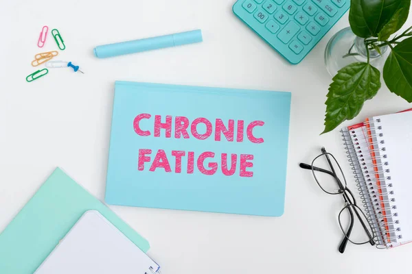 Text Sign Showing Chronic Fatigue Word Disease Condition Lasts Longer — Stock Photo, Image