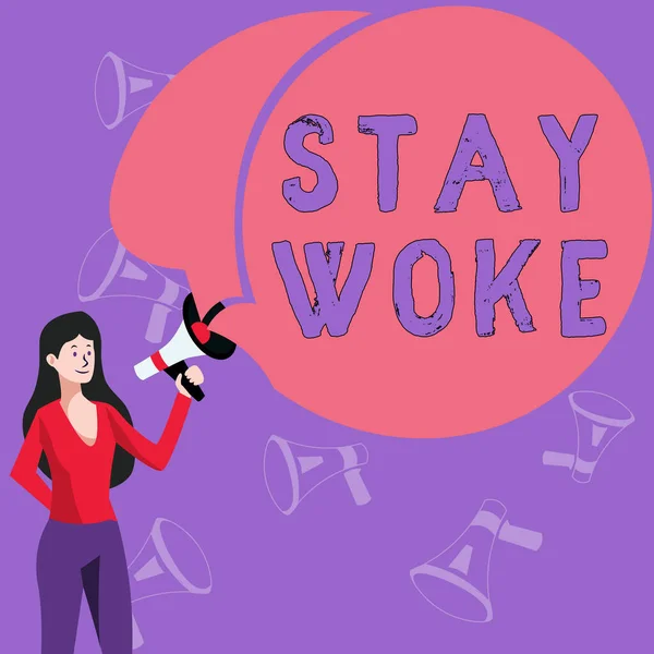 Psaní Textu Stay Woke Konceptuální Fotografie Vědomím Okolí Věcí Děje — Stock fotografie