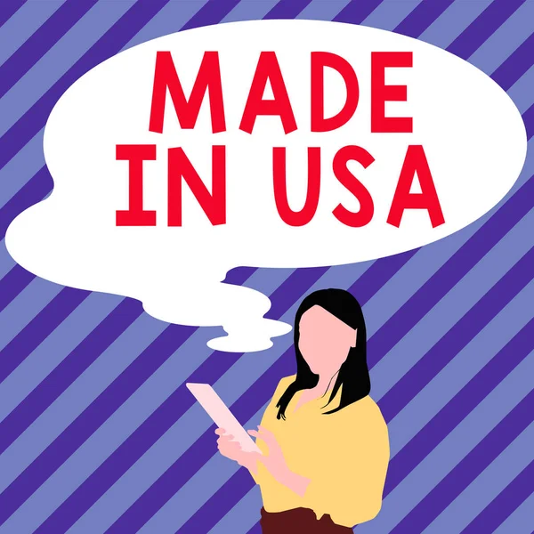 Konzeptdisplay Made Usa Unternehmensübersicht Amerikanische Marke Vereinigte Staaten Hergestelltes Lokales — Stockfoto