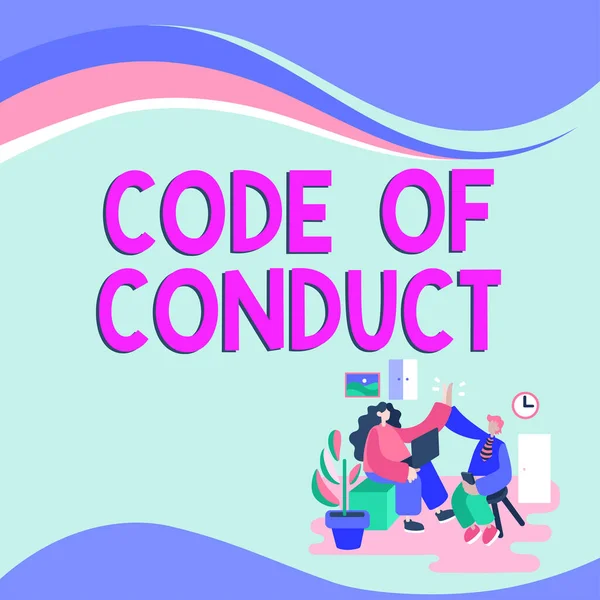 Writing displaying text Code Of Conduct, Internet Concept Ethics rules moral codes ethical principles values respect