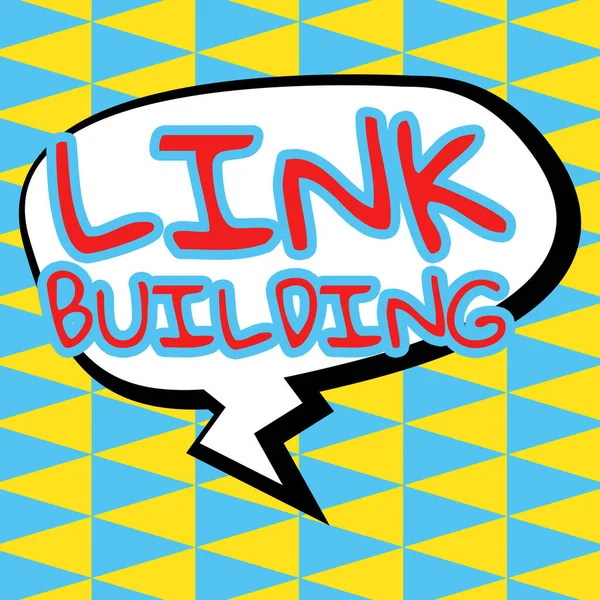 Segno Testo Che Mostra Link Building Business Idea Seo Termine — Foto Stock
