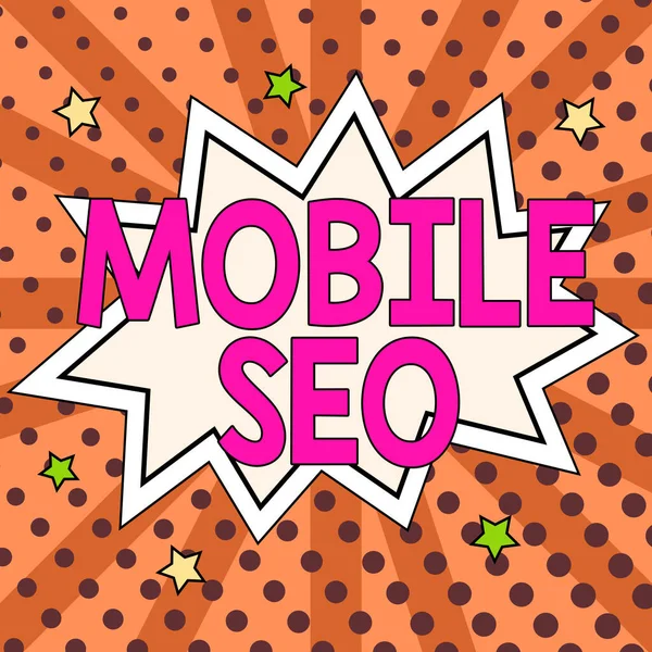 Writing displaying text Mobile Seo, Business concept process of optimizing a website to rank for mobile searches
