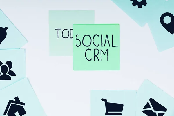 Text Showing Inspiration Social Crm Internet Concept Customer Relationship Management — Fotografia de Stock