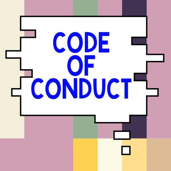 Inspiration showing sign Code Of Conduct, Internet Concept Ethics rules moral codes ethical principles values respect