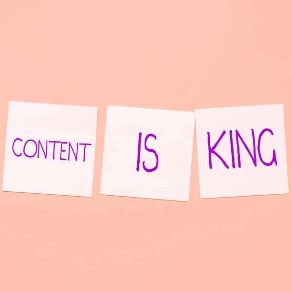 Writing displaying text Content Is King, Word Written on Content is the heart of todays marketing strategies