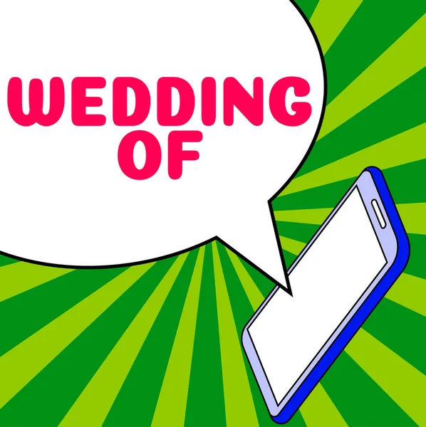 Text Sign Showing Wedding Word Written Announcing Man Woman Now — Foto de Stock
