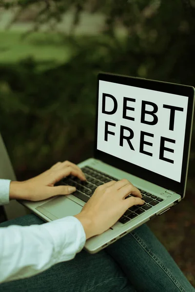 Writing Displaying Text Debt Free Business Overview Financial Freedom Owing — Stock Photo, Image