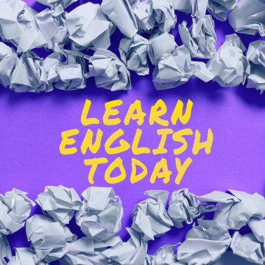 İlham kaynağı gösteren metin İngilizce öğrenin Bugün, iş fikri İngilizce dil bilgisini kazanın veya edinin