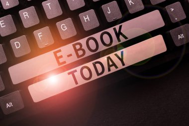 Esinlenilen E Book 'u gösteren metin, bilgisayar veya tablet okuyabilen basılı kitabın elektronik sürümü üzerine yazılmış sözcük