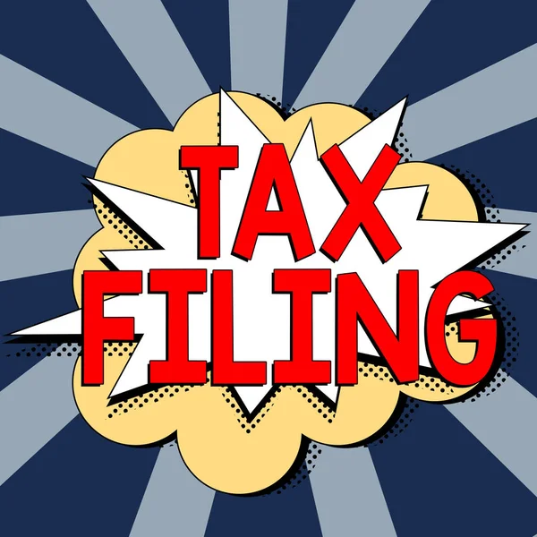 Hand Writing Sign Tax Filing Word Written Submitting Documens Filed — Fotografia de Stock