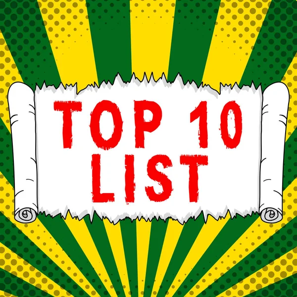 Kézírás Jel Top Lista Word Egy Adott Lista Tíz Legfontosabb — Stock Fotó