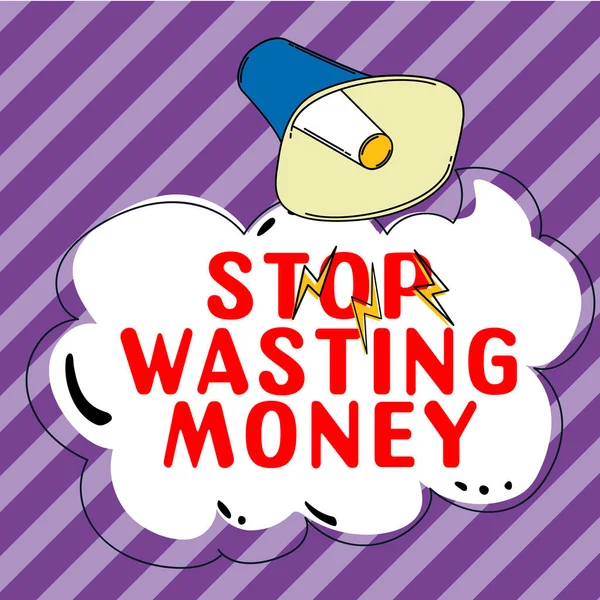 Tanda Tangan Stop Wasting Money Konsep Bisnis Memberatkan Orang Atau — Stok Foto