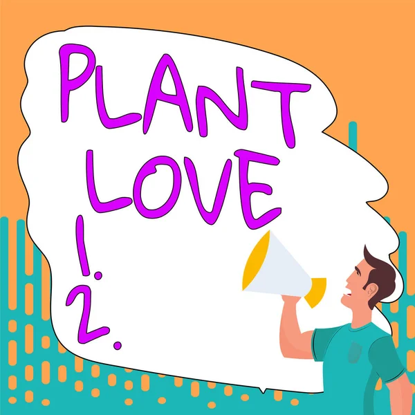 Konceptualny Wyświetlacz Plant Love Słowo Napisane Symbolu Miłości Emocjonalnej Opieki — Zdjęcie stockowe