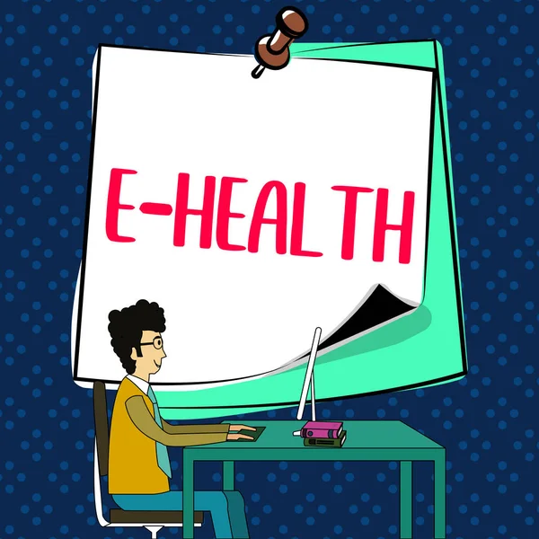 Text caption presenting E Health, Conceptual photo Healthcare practice buoyed by electronic methods and communication