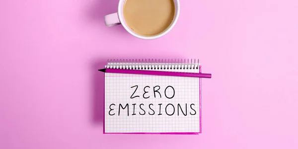 Text Sign Showing Zero Emissions Internet Concept Emits Waste Products —  Fotos de Stock