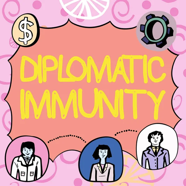 Bildunterschrift Diplomatische Immunität Wort Für Gesetz Das Ausländischen Diplomaten Sonderrechte — Stockfoto