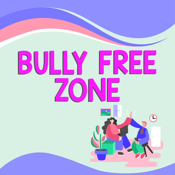 Didascalia Concettuale Bully Free Zone Word Scritto Essere Rispettosi Altri — Foto Stock