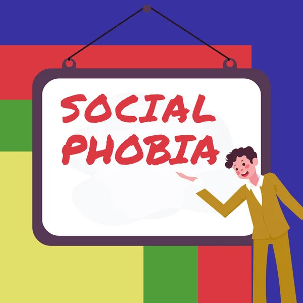 Texto Caligrafia Social Phobia Visão Geral Negócio Medo Esmagador Situações — Fotografia de Stock