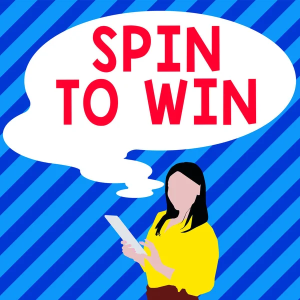 Textschild Das Spin Win Zeigt Geschäftsübersicht Versuchen Sie Ihr Glück — Stockfoto