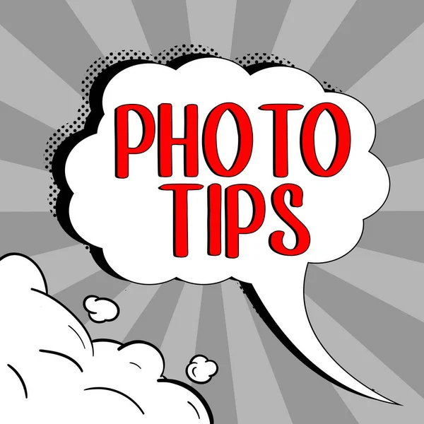 Handschrift Zeichen Foto Tipps Business Vitrine Vorschläge Gute Bilder Machen — Stockfoto