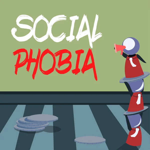 Textová Značka Ukazující Sociální Fóbii Obchodní Přístup Drtivý Strach Sociálních — Stock fotografie