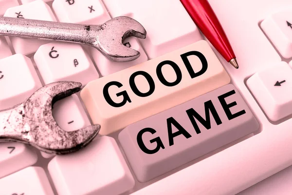 Conceptual display Good Game, Business idea term frequently used in multiplayer gaming at the end of a match